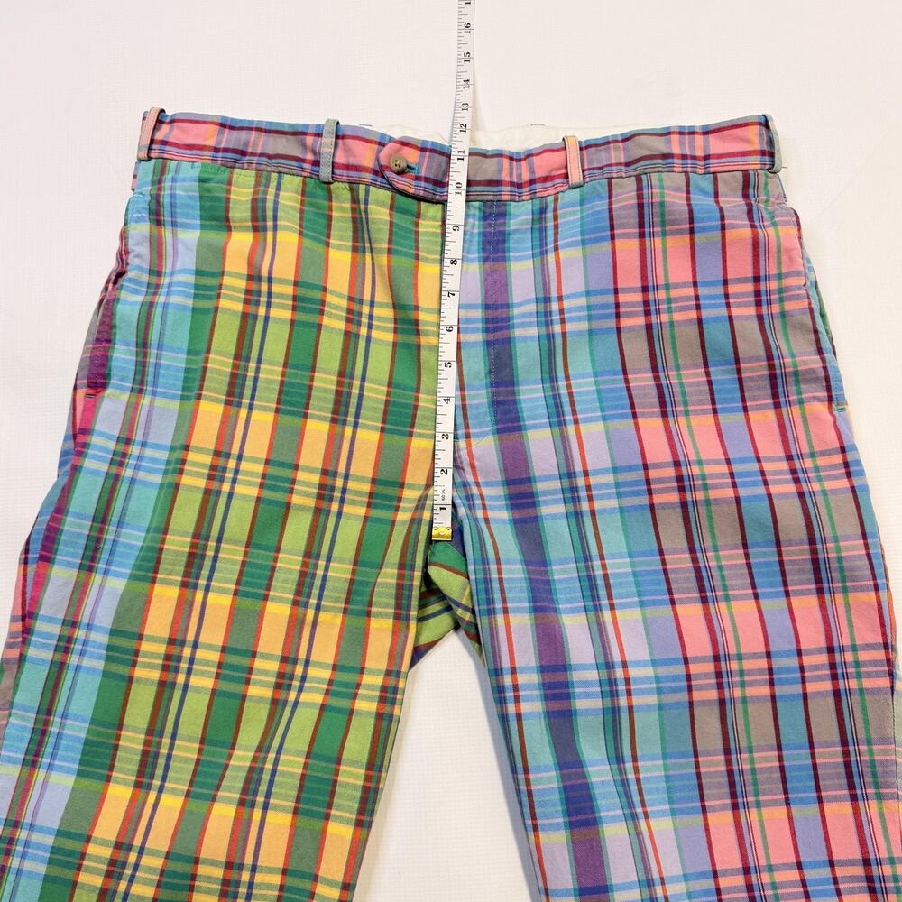Polo Ralph Lauren Pants Mens 38x30 Multicolor Madras Plaid Cotton Chino Preppy - Picture 4 of 12